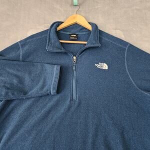 The North Face Sweater Mens XL Blue Textured Knit 1/4 Zip Pullover X-Large